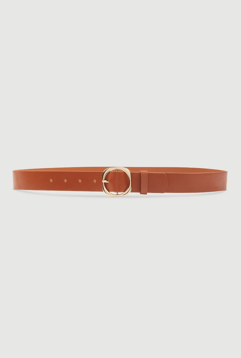 Womens Assorted Metallic Buckle Faux Leather Belts 2 Pack, Multi, Size L