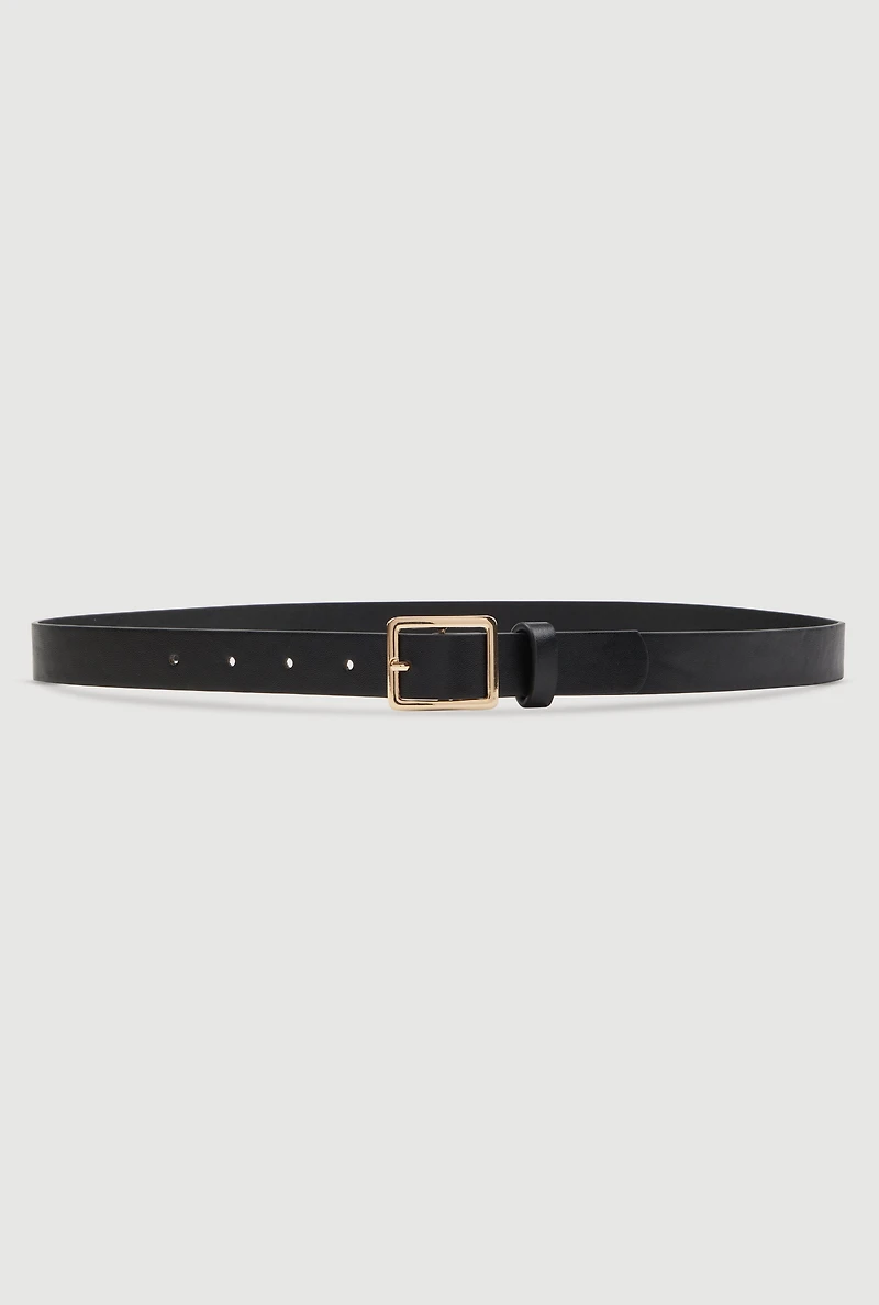 Womens Assorted Metallic Buckle Faux Leather Belts 2 Pack, Multi, Size S