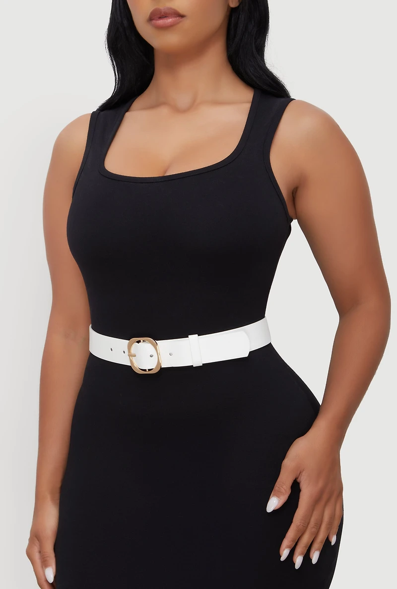 Assorted Metallic Buckle Faux Leather Belts 2 Pack