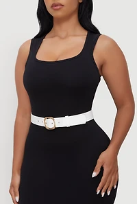 Assorted Metallic Buckle Faux Leather Belts 2 Pack