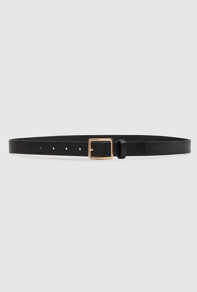 Womens Assorted Metallic Buckle Faux Leather Belts 2 Pack, Multi,