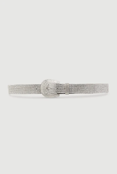 Womens Plus Size Sparkling Rhinestone Belt, Silver, Size 1X
