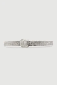 Womens Plus Size Sparkling Rhinestone Belt, Silver, Size 1X
