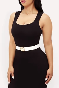 Womens Metallic Buckle Faux Leather Belts 2 Pack, Multi, Size M