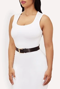 Womens Metallic Buckle Faux Leather Belts 2 Pack, Multi, Size M