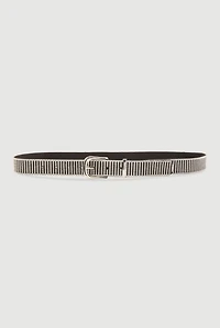Womens Striped Rhinestone Studded Belt, Multi, Size M-L