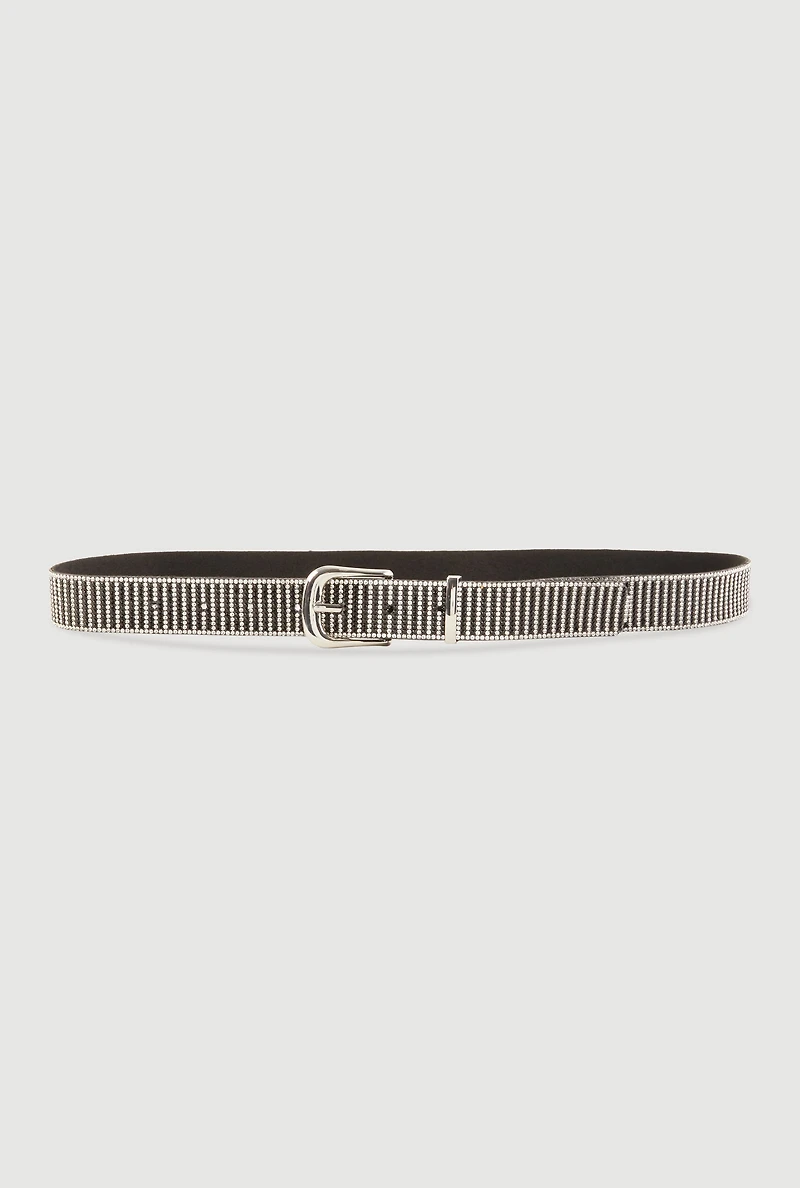 Striped Rhinestone Studded Belt
