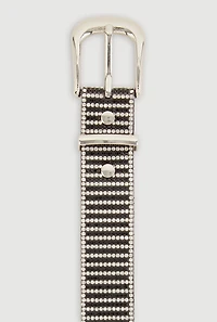Striped Rhinestone Studded Belt