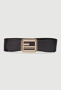 Womens Rhinestone Detail Chain Buckled Belt, Black, Size 3X