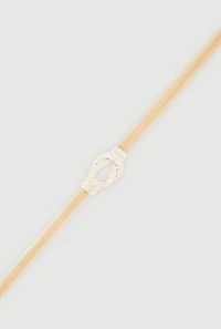 Metallic Stretch Belt with Rhinestone Buckle