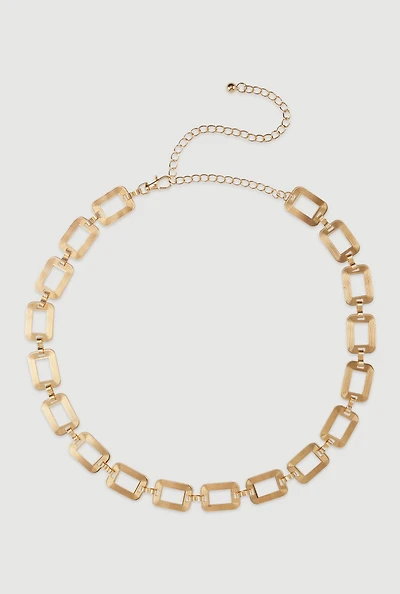 Womens Plus Size Square Link Metallic Chain Belt, Gold, Size 1X