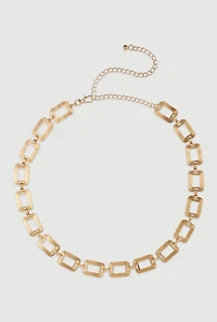 Womens Plus Square Link Metallic Chain Belt, Gold,