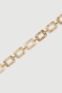 Womens Plus Square Link Metallic Chain Belt, Gold,