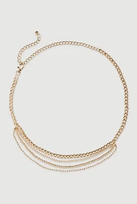 Womens Plus Size Metallic Layered Chain Belt, Gold, Size 2X