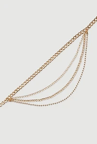 Womens Plus Size Metallic Layered Chain Belt, Gold, Size 2X