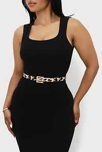 Womens Greek Key Buckle Faux Leather Belts 3 Pack, Multi, Size S-M