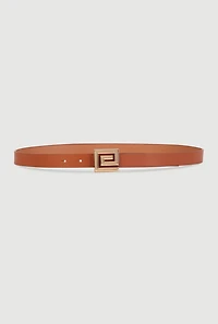 Womens Greek Key Buckle Faux Leather Belts 3 Pack, Multi, Size S-M