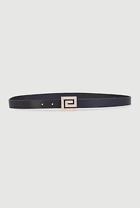 Womens Greek Key Buckle Faux Leather Belts 3 Pack, Multi, Size S-M
