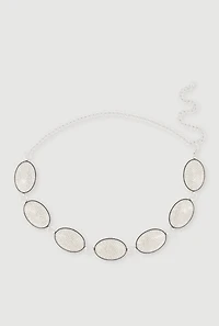 Plus Rhinestone Oval Link Chain Belt
