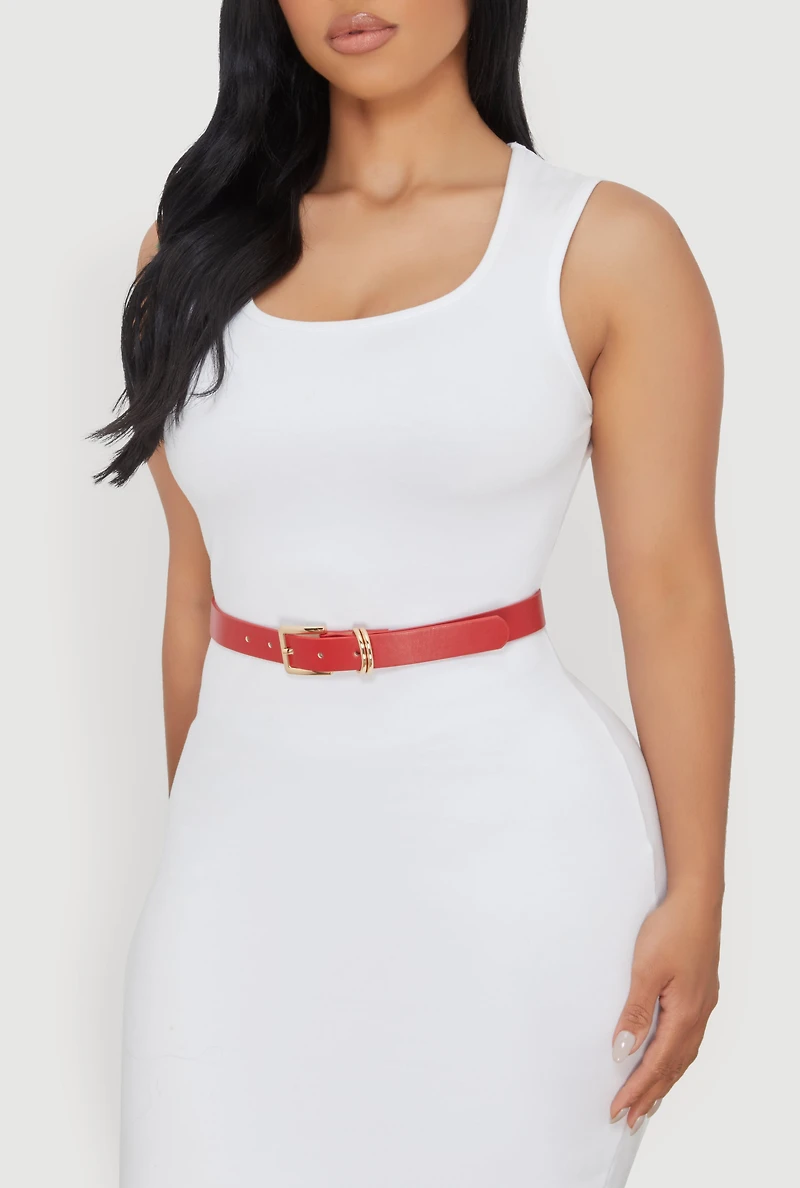 Stylish Faux Leather Buckle Belts 3 Pack Set