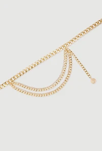 Womens Plus Size Stylish Metallic Chain Belt, Gold