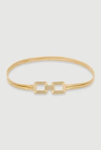 Womens Metallic Chain Detail Double Layer Stretch Belt, Gold