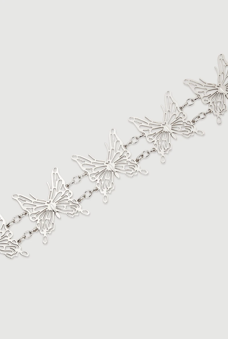 Stylish Metallic Butterfly Chain Belt