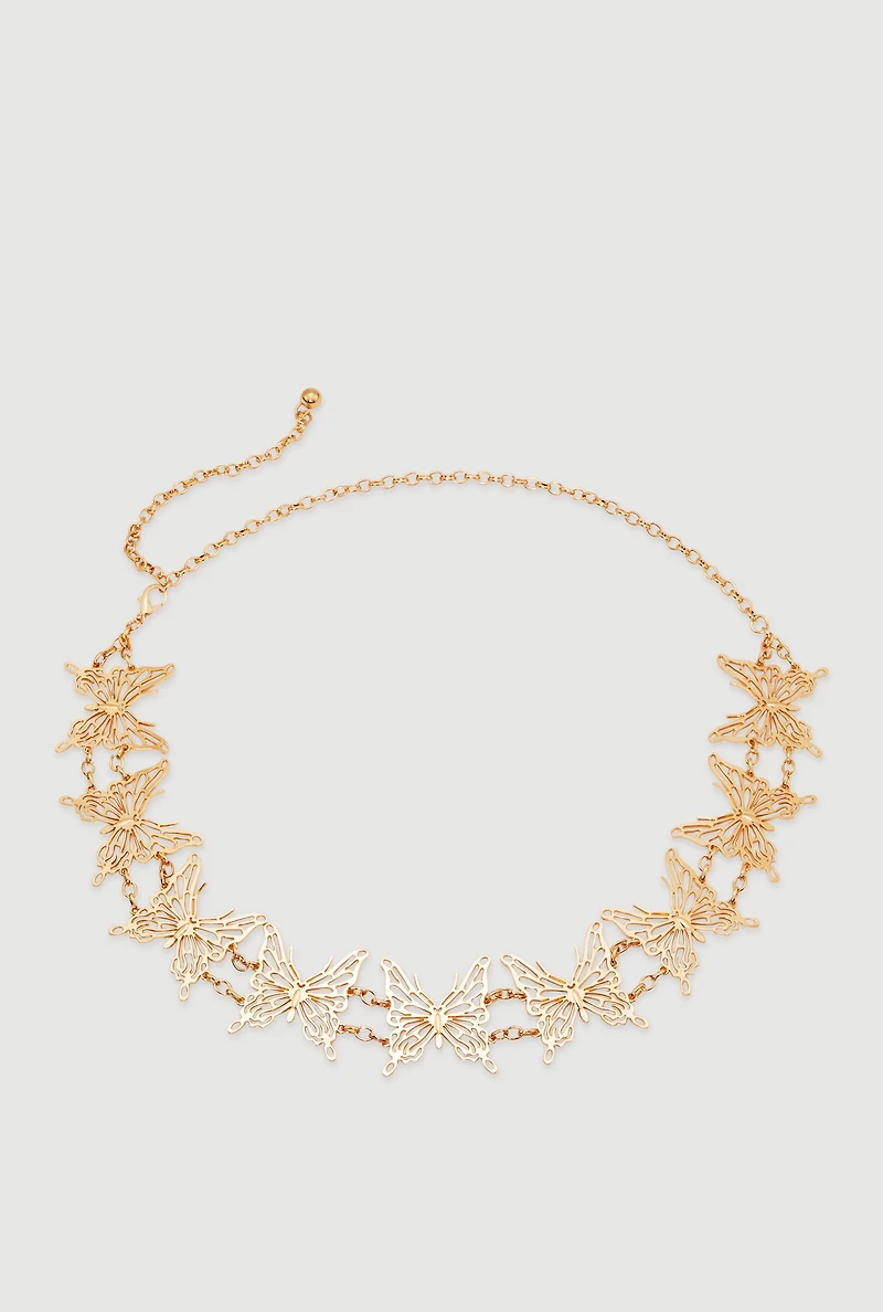 Stylish Metallic Butterfly Chain Belt