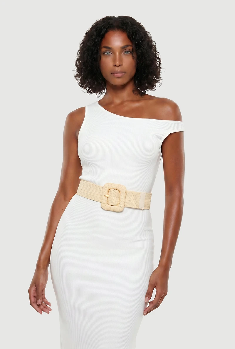 Square Buckle Stretch Waist Belt