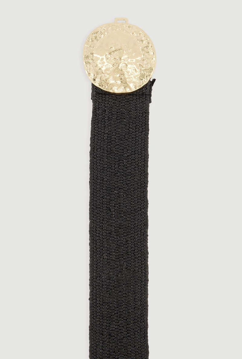 Hammered Metallic Medallion Stretch Waist Belt