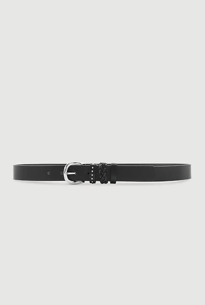 Womens Faux Leather Triple Loop Belt, Black, Size M-L