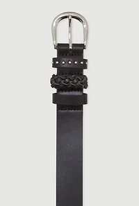 Womens Faux Leather Triple Loop Belt, Black, Size M-L
