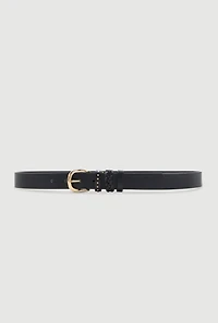 Womens Faux Leather Triple Loop Belt, Black, Size S-M