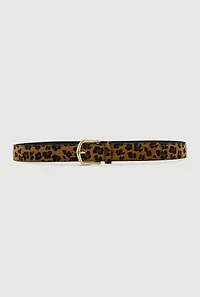 Womens Plus Size Leopard Print Faux Leather Belt, Brown, Size 3X