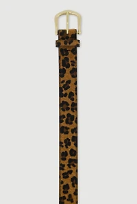 Womens Plus Size Leopard Print Faux Leather Belt, Brown, Size 3X