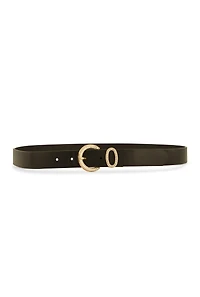 Womens Rhinestone Studded Buckle Faux Leather Belt, Black, Size S-M