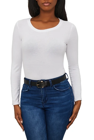 Womens Faux Leather Wrapped Buckle Belt, M-L