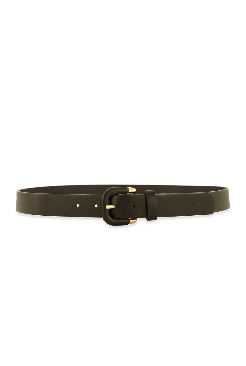 Womens Faux Leather Wrapped Buckle Belt, Black, Size M-L