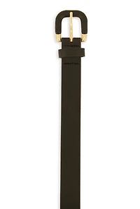 Womens Faux Leather Wrapped Buckle Belt, Black, Size M-L