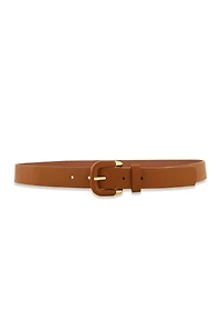 Womens Faux Leather Wrapped Buckle Belt, Brown,