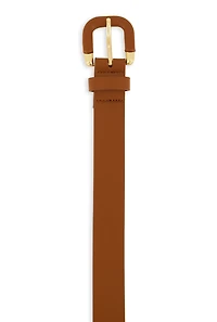 Womens Faux Leather Wrapped Buckle Belt, Brown,