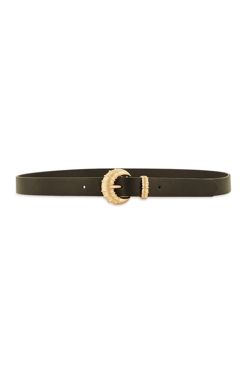 Textured Metallic Buckle Belt