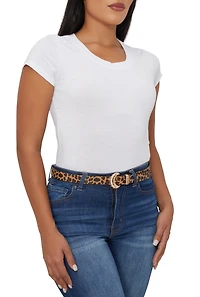 Textured Metallic Buckle Belt