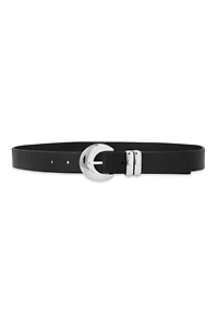 Womens Moon Shape Buckle Belt, Black, Size S-M