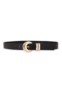 Womens Moon Shape Buckle Belt, Gold, Size M-L