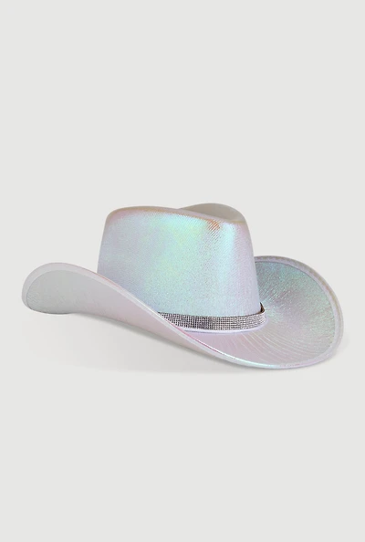 Womens Rhinestone Trim Metallic Cow Boy Hat, Multi