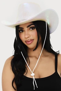Womens Rhinestone Trim Metallic Cow Boy Hat, Multi