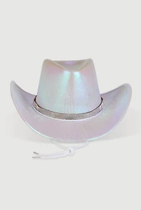 Womens Rhinestone Trim Metallic Cow Boy Hat, Multi