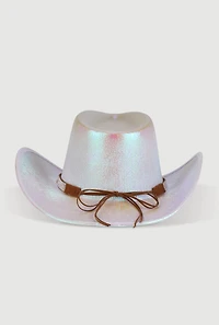 Womens Rhinestone Trim Metallic Cow Boy Hat, Multi