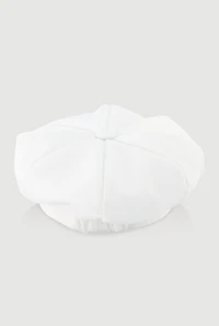 Womens Rhinestone Curb Chain Detail Cabbie Hat, White